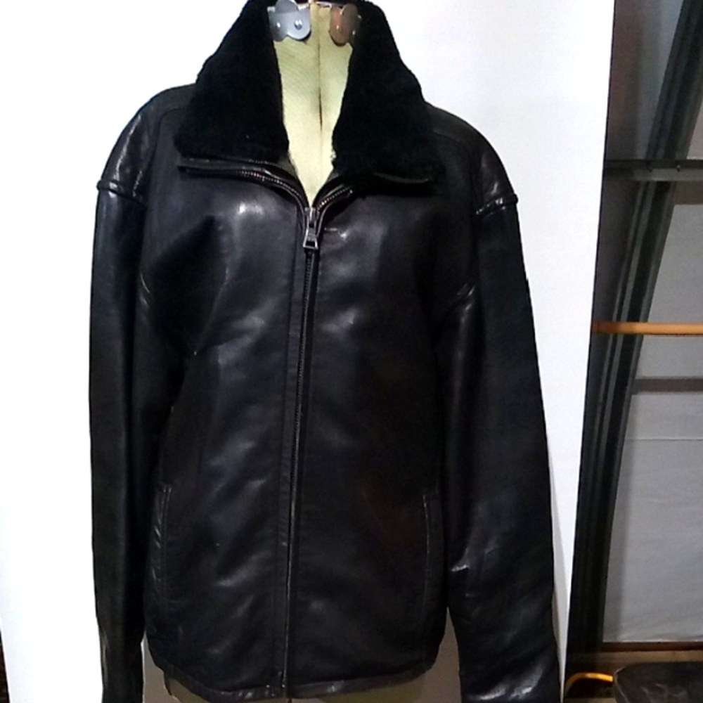 Knoles &Charter Men's Black Leather Jacket